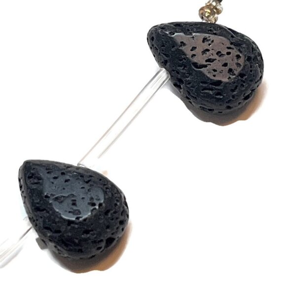 As Low as $2 Flat Top Drilled Lava Drop Oiled Beads 14mm x 10mm (8) - Picture 4 of 4